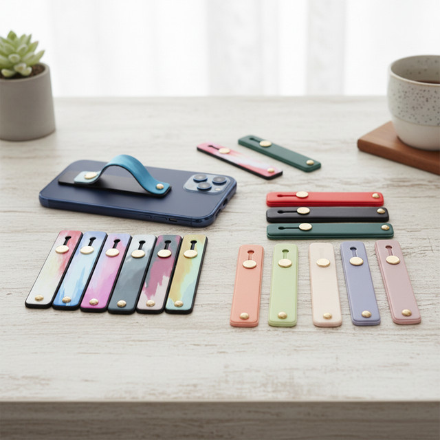 Multifunktionaler tragbarer Push-Pull Handyhalter mit Ring und Schnalle aus Silikon in Regenbogenfarben und Weiß - Bild 1