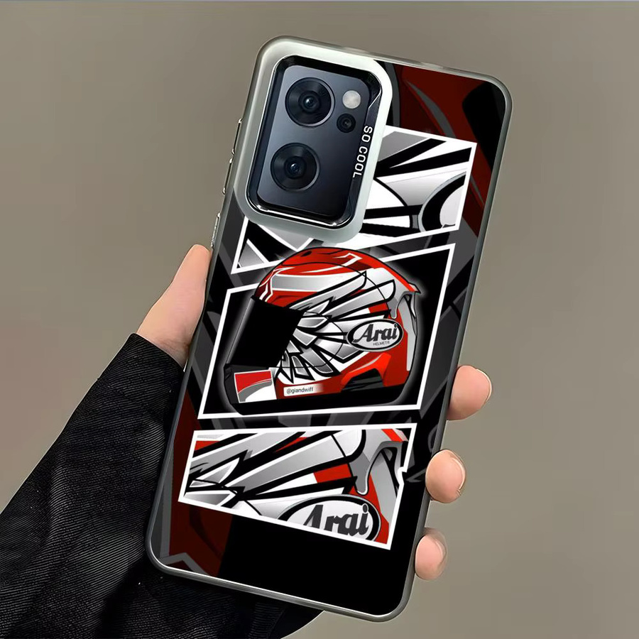 Silikon Handyhülle im Arai Moto Helm Design für Samsung Galaxy S25 S24 S23 S22 S21 S20 Ultra in Silber und Bunt - Bild 4