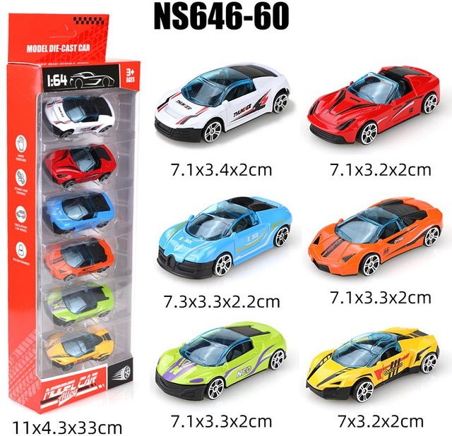 Linyi toy car Cabrio/Supersportwagen Stil, Spielfahrzeuge, Metall Druckguss, 1:64, 6-teiliges Set, ab 4 Jahren - Bild 1
