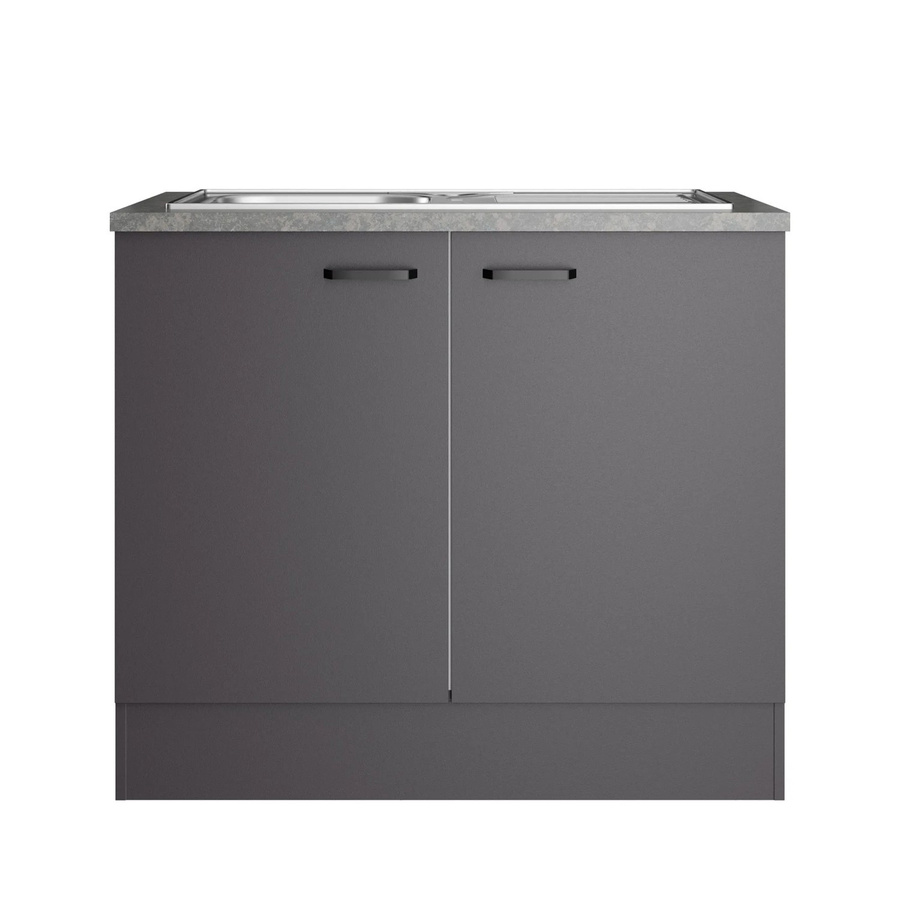 OPTIFIT Spülenunterschrank Kiel420 mit Edelstahlspüle, Anthrazit, B/T/H: 100 x 60 x 88 cm - Bild 2