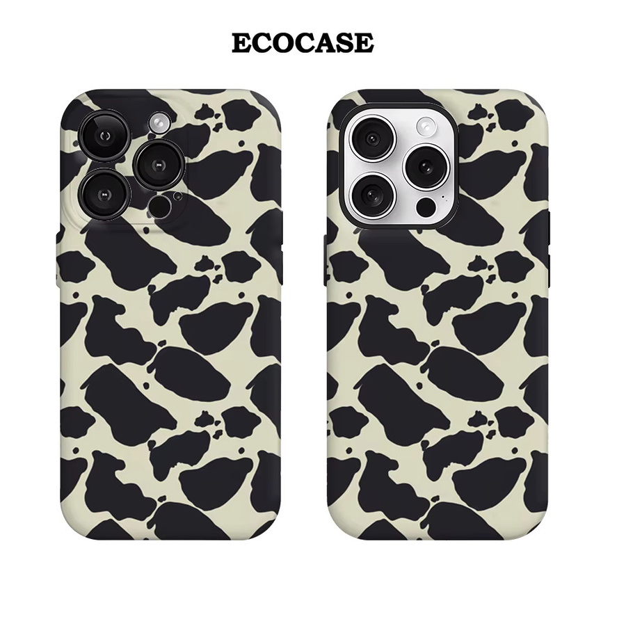 Handyhülle mit schwarz-weißem Kuh-Print für Apple iPhone 17 16 15 14 13 12 11 Pro Max Plus mit doppelschichtiger Rückseite - Bild 2