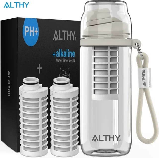 ALTHY alkalische Wasserfilterflasche mit Mineralien und Elektrolyten, pH-Wert bis 9,5, BPA-frei, 21,5 ml - Bild 1