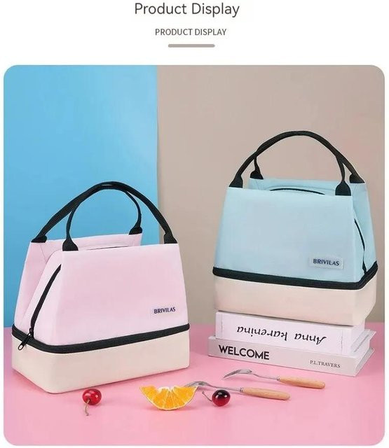 Dopamine Doppellagige Lunchtasche von Yiran Furniture in Kontrastfarbe, isolierte Picknicktasche und tragbarer Eisbeutel in Mehrfarbig - Bild 1