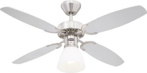 Westinghouse Capitol Deckenventilator aus Stahl in Silber mit Beleuchtung und Zugschaltern, Durchmesser: 105 cm, Höhe: 44 cm - Bild 1