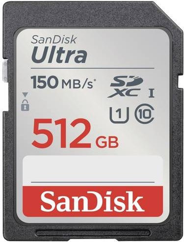 SanDisk Ultra SDXC Speicherkarte 512GB Class 10 UHS-I in Schwarz und Grau - Bild 1