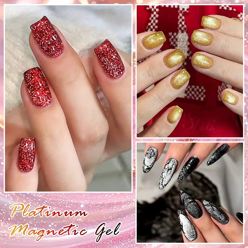 MEET ACROSS Magnetischer Gel Nagellack Platin, 7 ml, Glänzend - Bild 4