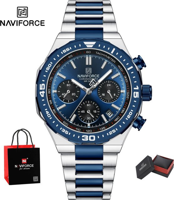 NAVIFORCE Armbanduhr, Quarz, Edelstahl, Blau, Herren - Bild 1