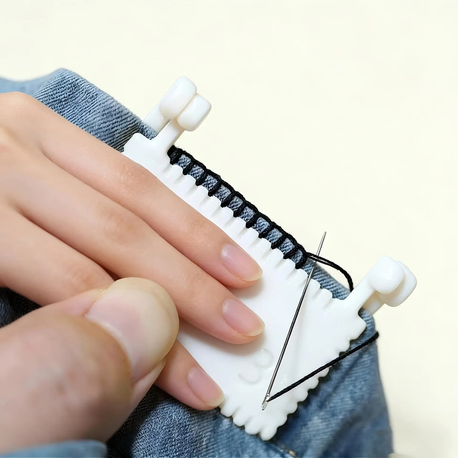 Scharnier-Nähclip-Set aus Kunststoff in Weiß für manuelles Nähen - Bild 2