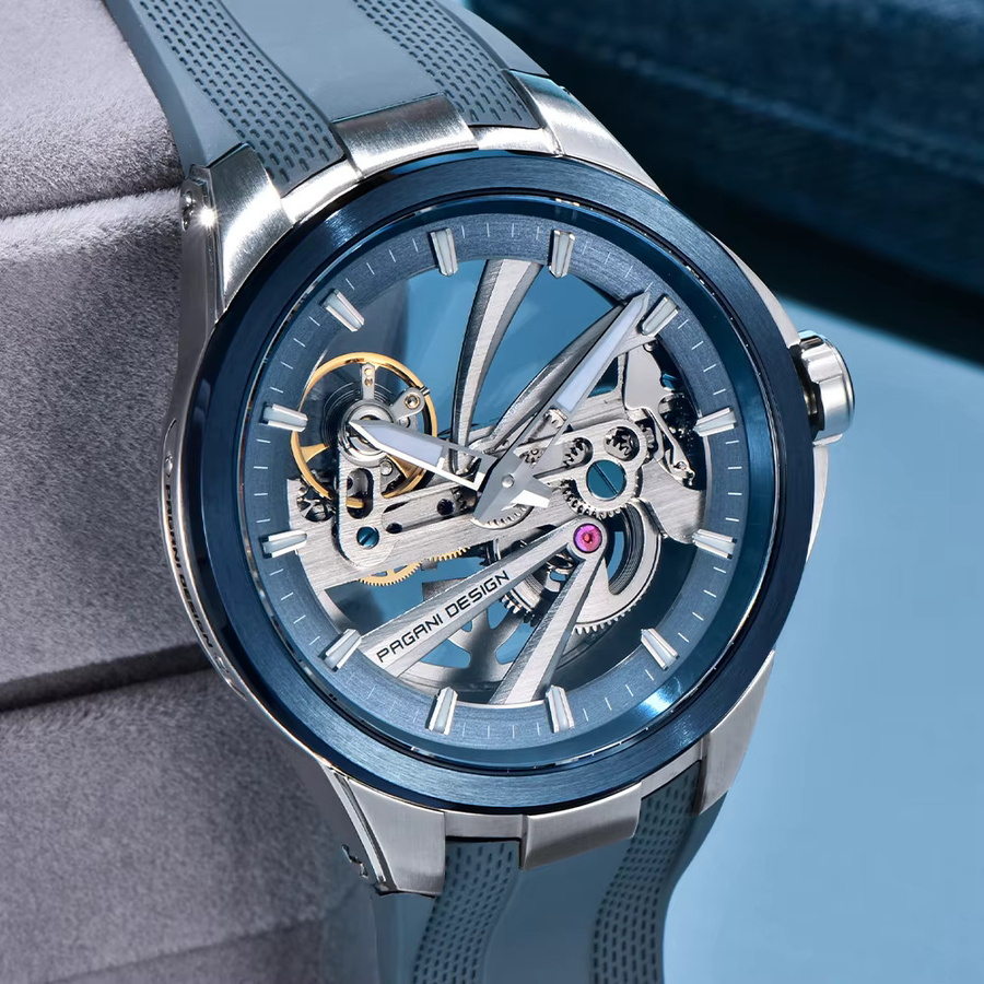 PAGANI DESIGN Armbanduhr Automatik, Edelstahl, Blau, Herren - Bild 4