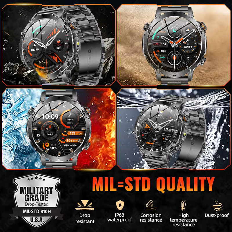 LIGE Smartwatch, Herren, Schwarz, Edelstahl, Silikon, Bluetooth - Bild 5