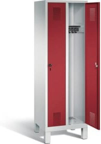 C+P Garderobenschrank Evolo aus Stahl mit Rubinrot Front und lichtgrauem Korpus, H x B x T: 185 x 61 x 50 cm - Bild 1