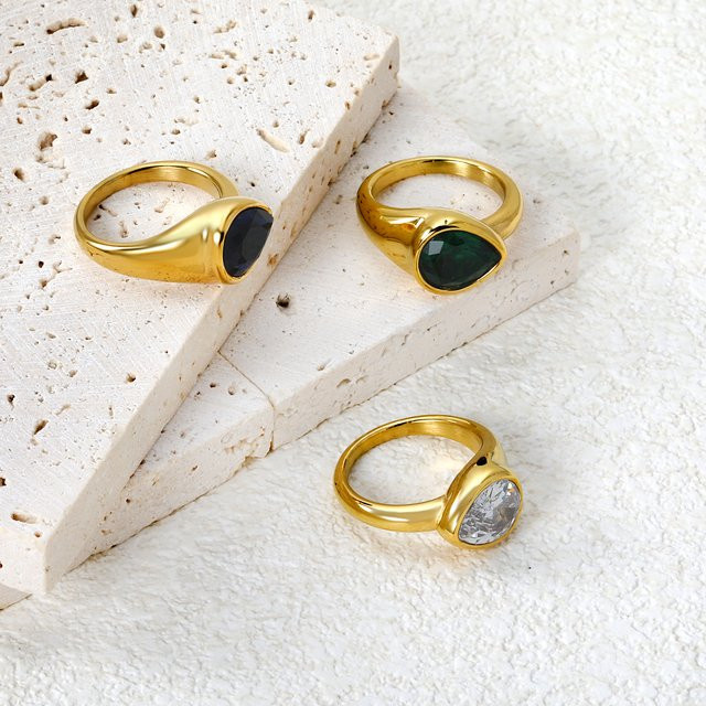 LUXUSTEEL Ring, 18K vergoldet, Edelstahl, Zirkonia, Damen - Bild 1
