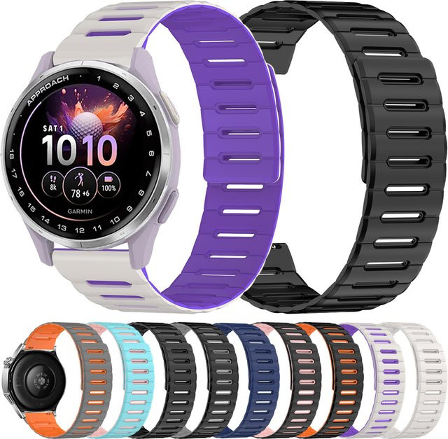 Garmin Uhrenarmband Silikon, Magnetarmband, Schwarz, 20mm 22mm - Bild 1