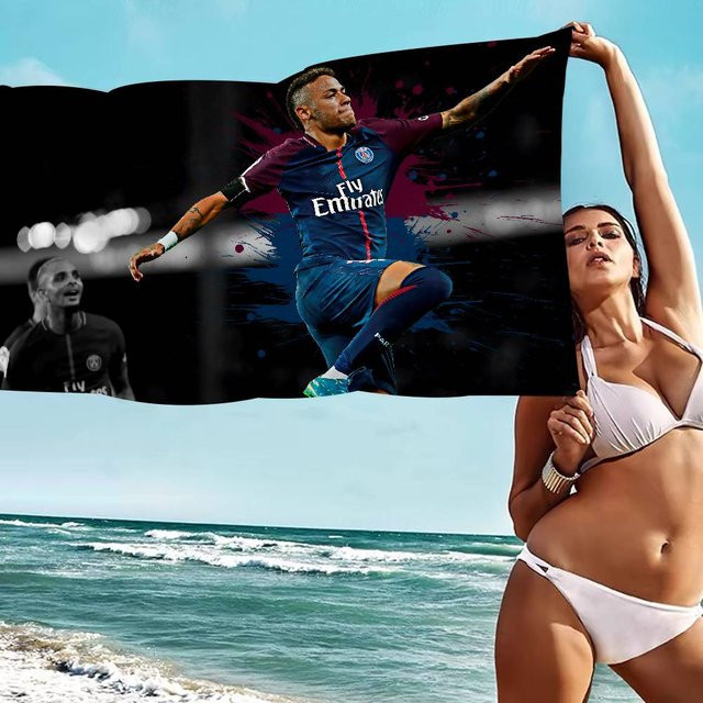 JMG Household Supplies Neymar Jr Fußballstar Badetuch für Kinder aus Mikrofaser, weich und schnelltrocknend, Multicolour, 30 x 30 cm - Bild 1