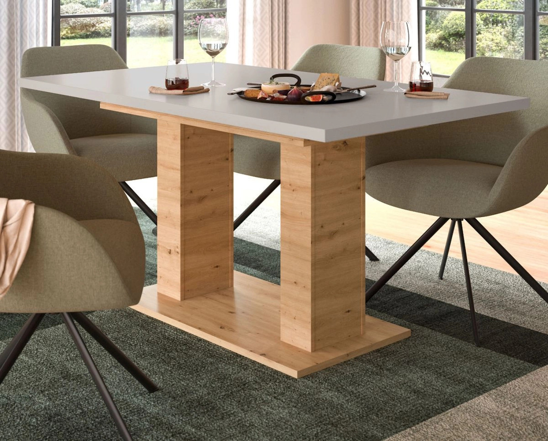 Esstisch Home-X von Inn.Furn aus Eiche und MDF in Kaschmir/Beige, ausziehbar von 150 cm auf 190 cm, rechteckig - Bild 1