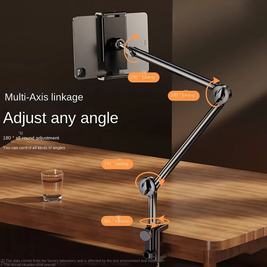 Maerknon Universelle Tablet und Smartphone Halterung Schwarz, Einstellbarer Klappständer für Bett und Schreibtisch für iPhone, iPad und Samsung - Bild 3