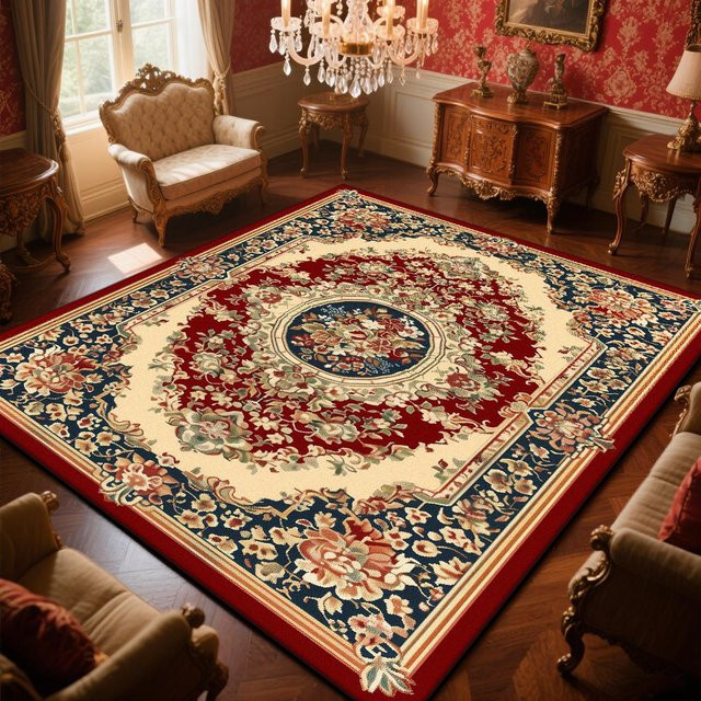 Karpetti Persischer Teppich in Rot mit floralem Design, rutschfest und waschbar, B/T: 200 x 300 cm - Bild 1
