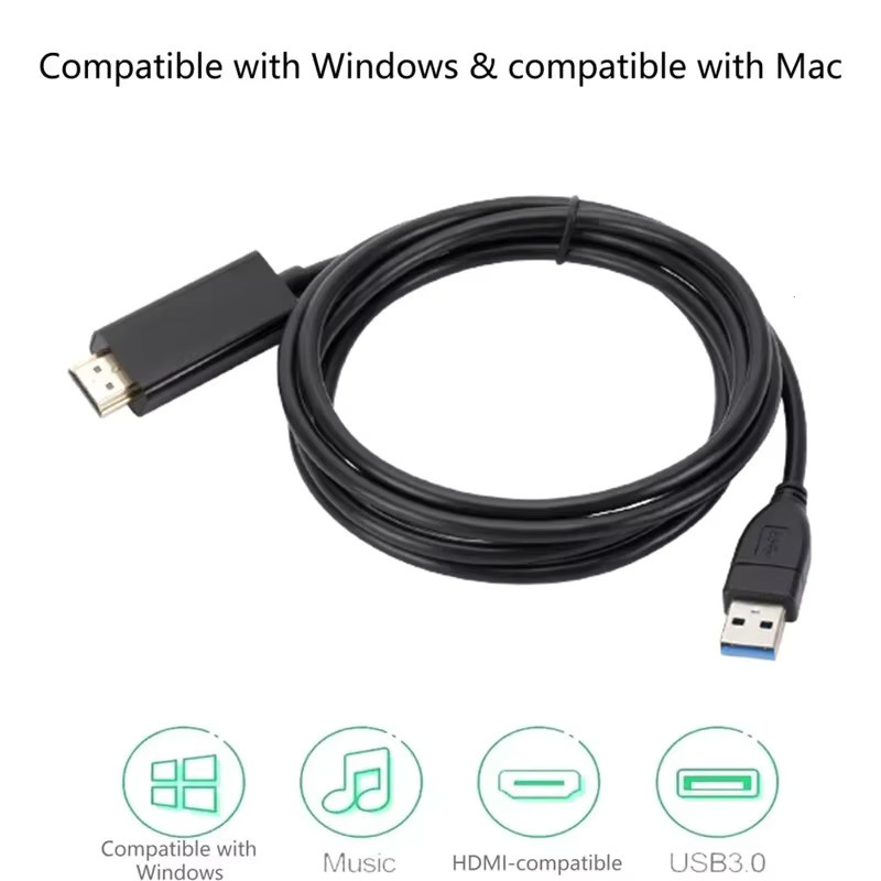 Kebidumei USB 3.0 auf HDMI Adapterkabel in Schwarz, 1080P Full HD, Länge: 1,8 m - Bild 5