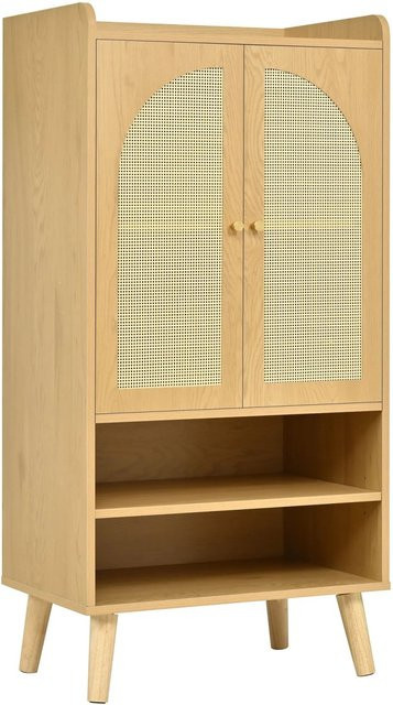 okwish Sideboard mit Rattantüren in Beige, modernes Design für Wohnzimmer und Flur, B/T/H: 60 x 40 x 121 cm - Bild 1
