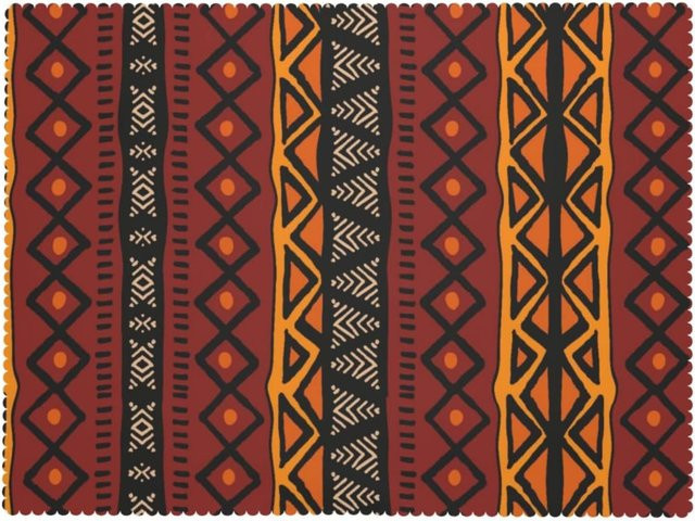 JMG Household Supplies Tischdecke mit geometrischem afrikanischem Stammes-Totem-Muster in Rot, quadratisch, B/B: 140 x 140 cm - Bild 1