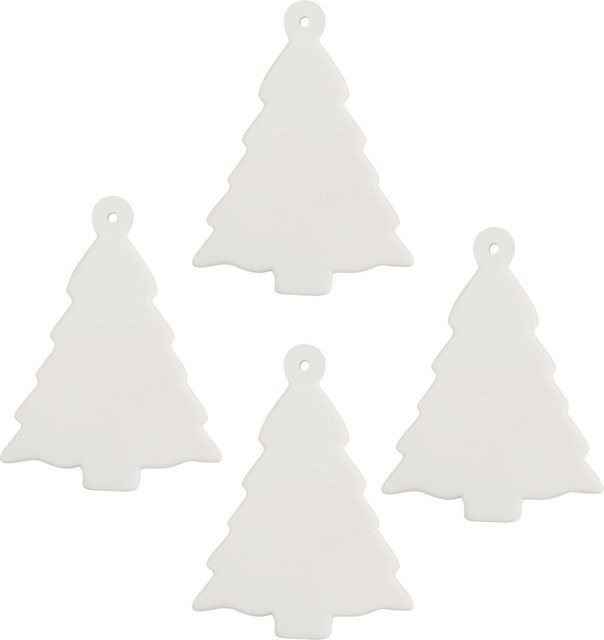 VBS Weihnachtsanhänger Tannenbaum aus Porzellan in Weiß - Bild 1