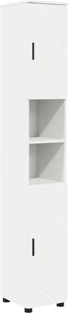 vidaXL Badezimmerschrank Weiß aus Holzwerkstoff und Metall mit Türen und Regalfächern B/T/H: 30 x 35 x 192 cm - Bild 1