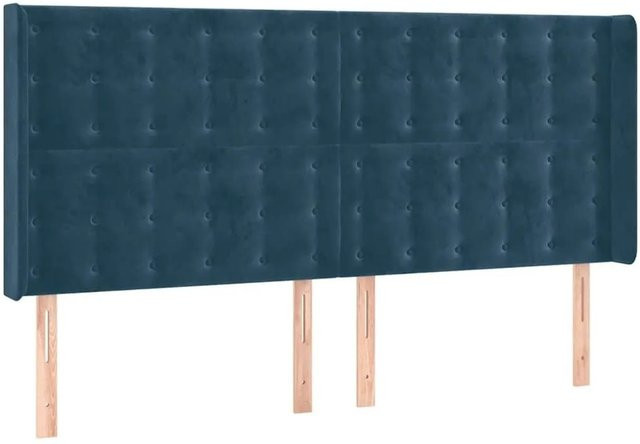 vidaXL Kopfteil mit Ohren in Dunkelblau aus Samt, B: 163 cm, H: 118 cm, T: 16 cm - Bild 1