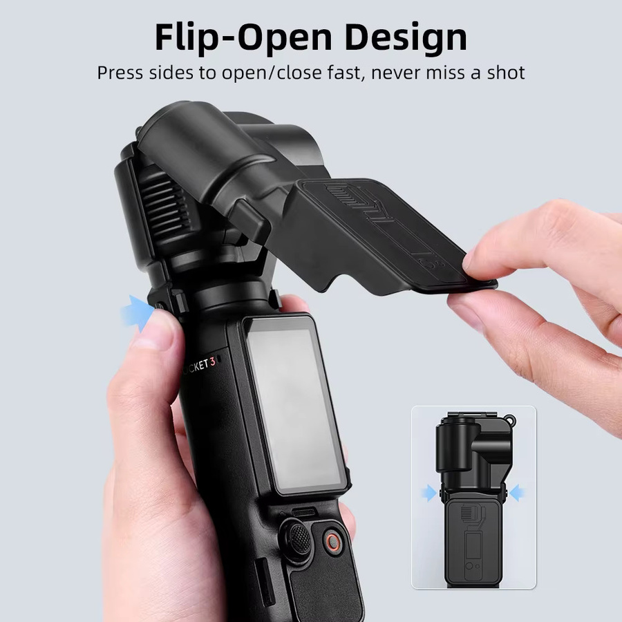 BRDRC Gimbal-Bildschirm-Schutzhülle für DJI Osmo Pocket 3 in Schwarz mit Objektivdeckel und weichem Innenfutter - Bild 2