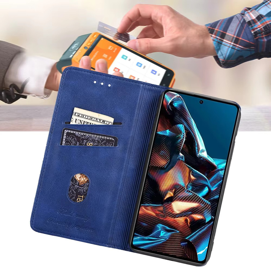 Magnetische Lederhülle für Xiaomi Redmi Note 12 13 11 10 Pro Plus Max Lite Speed Turbo 12R 11A 13C in Schwarz und Blau - Bild 5