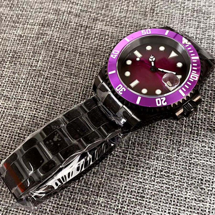 Tandorio Armbanduhr, Taucheruhr, Automatik, Edelstahl, 40 mm, Herren, Lila Zifferblatt - Bild 4