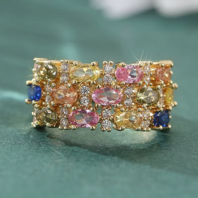 YoYo Ring, mehrfarbiger Zirkonia, Goldbeschichtung, Damen - Bild 3
