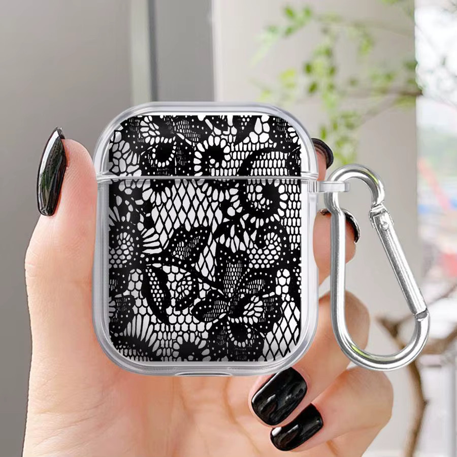 Transparente Kopfhörerhülle mit Blumenstamen-Muster für Apple AirPods Pro 1, 2 und 3 - Bild 4