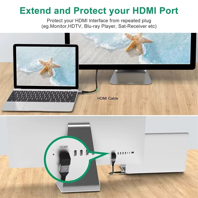 MIZIQIER HDMI 2.1 Adapter 90 Grad Männlich zu Weiblich in Schwarz, 8K 60Hz 4K 120Hz Konverter mit 48Gbps für PS5, PS4, HDTV, Roku, TV Stick und PC - Bild 3