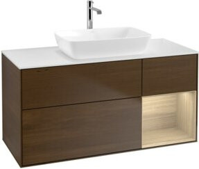 V&B Waschtischunterschrank Finion in Weiß mit Eichenregal, Breite: 120 cm, Tiefe: 50,1 cm, Höhe: 50,1 cm - Bild 1