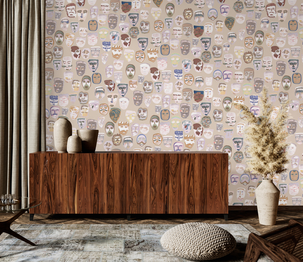 Tenue de Ville Wallpaper Parade Wandtapete Parade in Ivory und Beige mit abstraktem Design - Bild 1