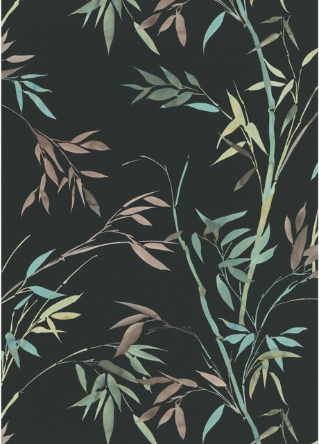 Erismann Vliestapete Martinique Bamboorelle in Schwarz mit floralem Naturdesign, Breite: 0,53 m, Länge: 10,05 m - Bild 1