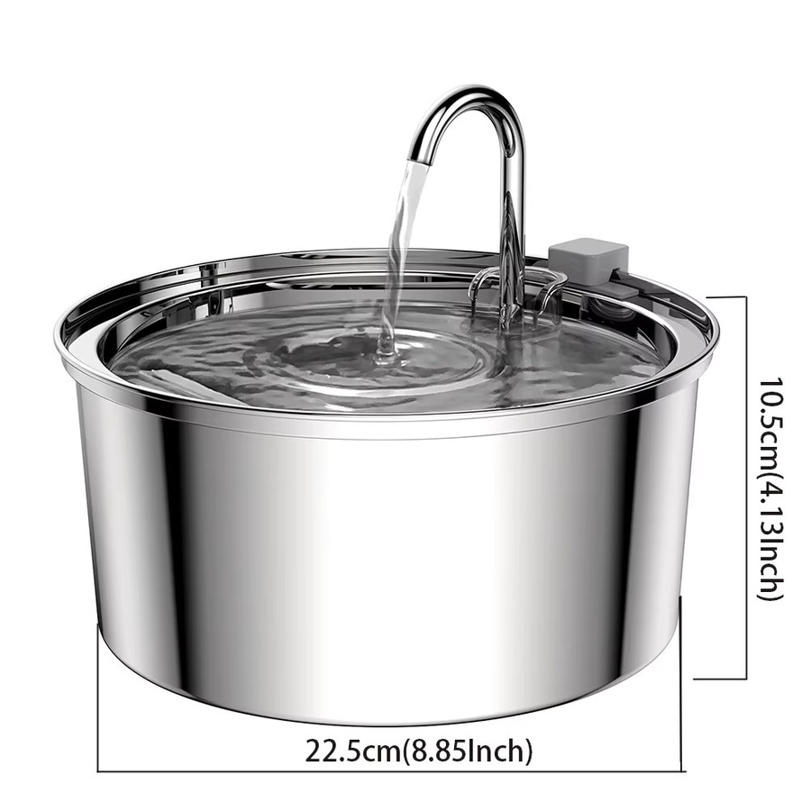 ZYfeeder Automatischer Katzen-Trinkbrunnen aus Edelstahl in Silber, 3,2 l Haustier-Wasserspender für Katzen und Hunde - Bild 3