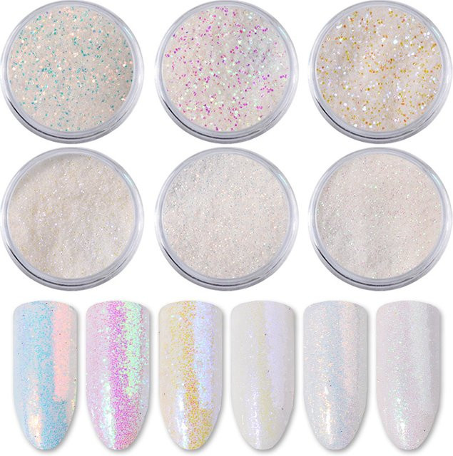 Misscheering Nail Art Glitter Pulver, Weiß, 6 Teile/Satz - Bild 1
