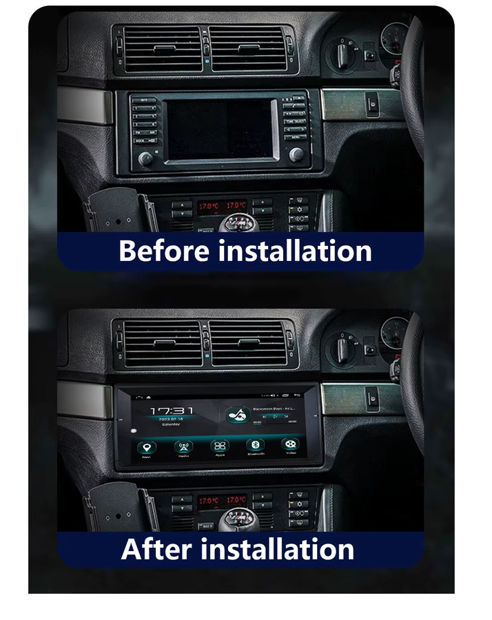 SZCHSTEK Kabelloses CarPlay Upgrade für BMW 5er E39 (1995-2003) mit Bluetooth, GPS, Wi-Fi und FM in Schwarz - Bild 2