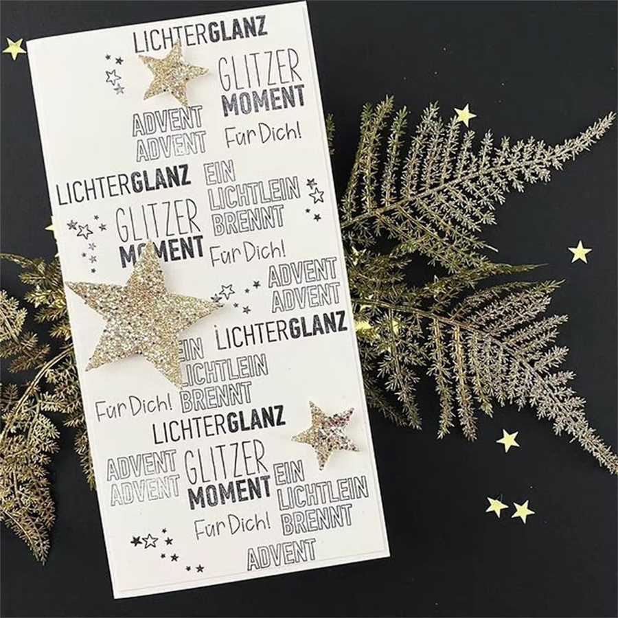 Transparente Deutsche Weihnachtsstempel mit HOHOHO, Winterhaus und Baumlampe für DIY Scrapbooking und Basteln - Bild 2