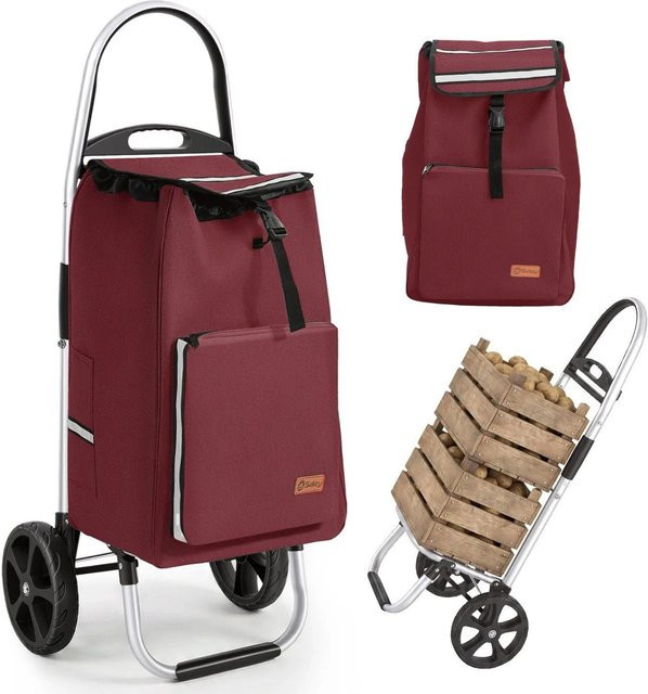 Sekey Aluminium Einkaufstrolley Handwagen faltbar in Rot mit 50l Volumen und 25kg Tragkraft - Bild 1
