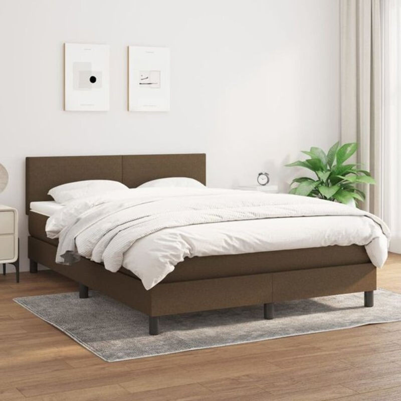 Vidaxl Boxspringbett mit Matratze in Braun aus Stoff und Holzwerkstoff B/T: 140 x 200 cm - Bild 1