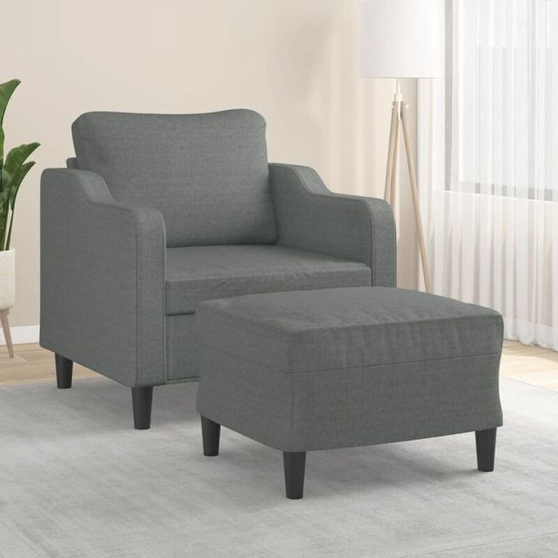 Modernes Relaxsessels Set mit Hocker von vidaxl in Anthrazit aus Stoff und Metall - Bild 1