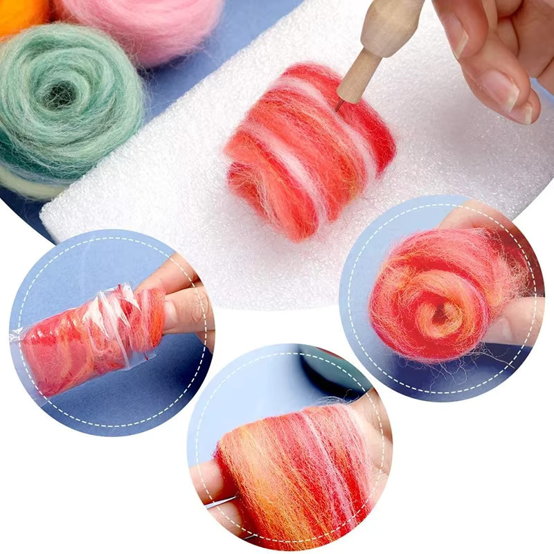 20-teiliges Nadelfilz-Set mit buntem Wollroving und Nadelfilzgarn für deine DIY-Bastelarbeiten - Bild 4
