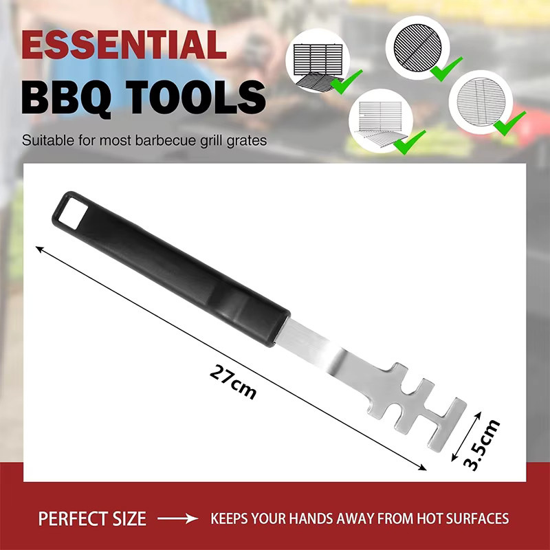 Venlohome Verbrühungssicherer Grillrostheber aus Gusseisen mit Hebelverschluss und Greifgriff für Barbecue-Grills - Bild 2
