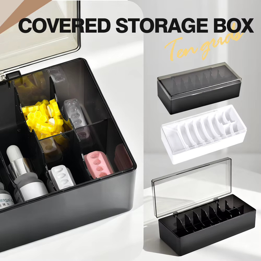 Weiße 10-Gitter-Aufbewahrungsbox aus Kunststoff als Bastel-Organizer und Behälter für Nagelzubehör und Beauty-Professionals - Bild 5