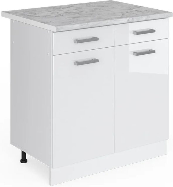 Vicco Küchenunterschrank R-Line in Weiß Hochglanz mit Schubladen und Türen, B/T/H: 80 x 60 x 81,6 cm - Bild 1
