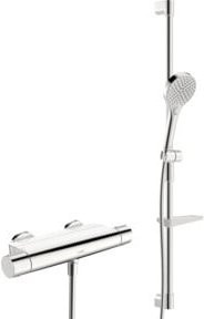 Hansa Duschsystem Hansaoptima mit Thermostat, Regendusche und Massagefunktion, Wandmontage, Chrom - Bild 1