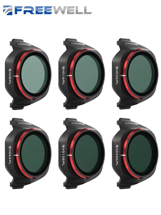 Freewell Bright Day 6er-Pack ND/PL-Filter Set ND8/PL, ND16, ND32, ND64, ND128, ND256/PL in Schwarz für DJI Mini 5 Pro - Bild 5