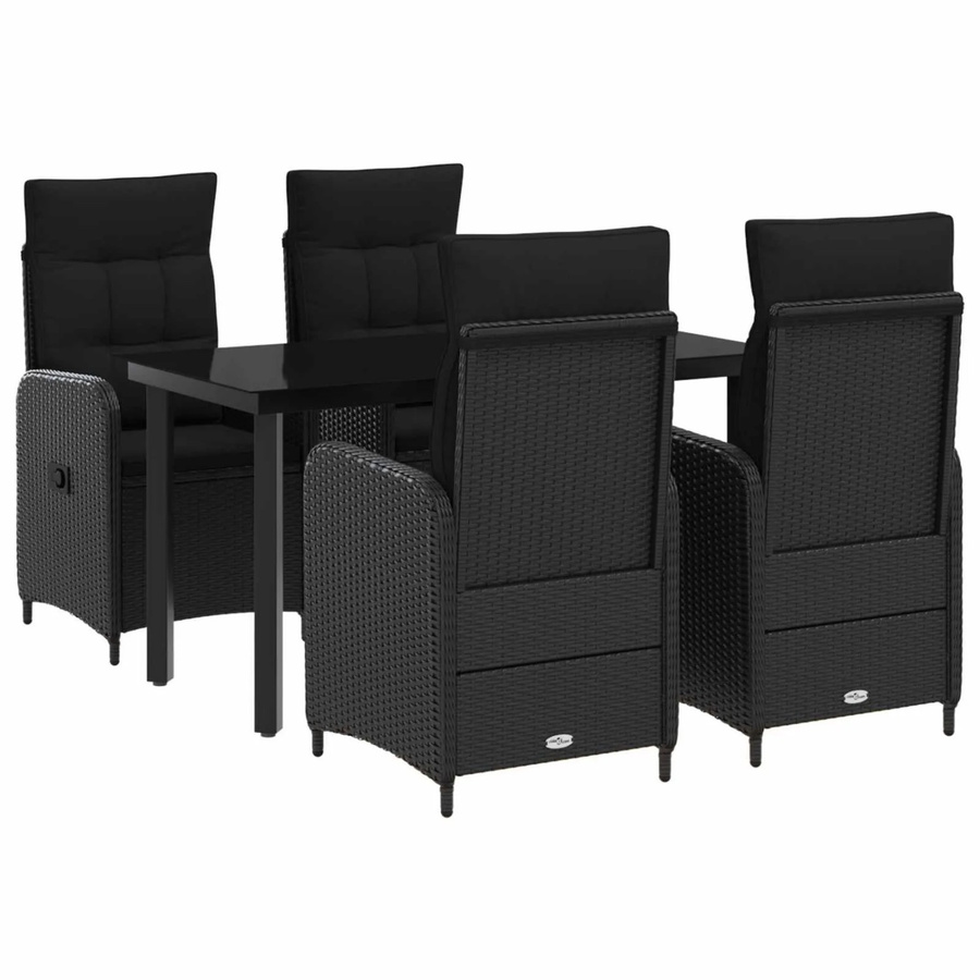 vidaXL Lounge-Set mit Couchtisch und 5 Kissen in Schwarz für Garten und Terrasse - Bild 2